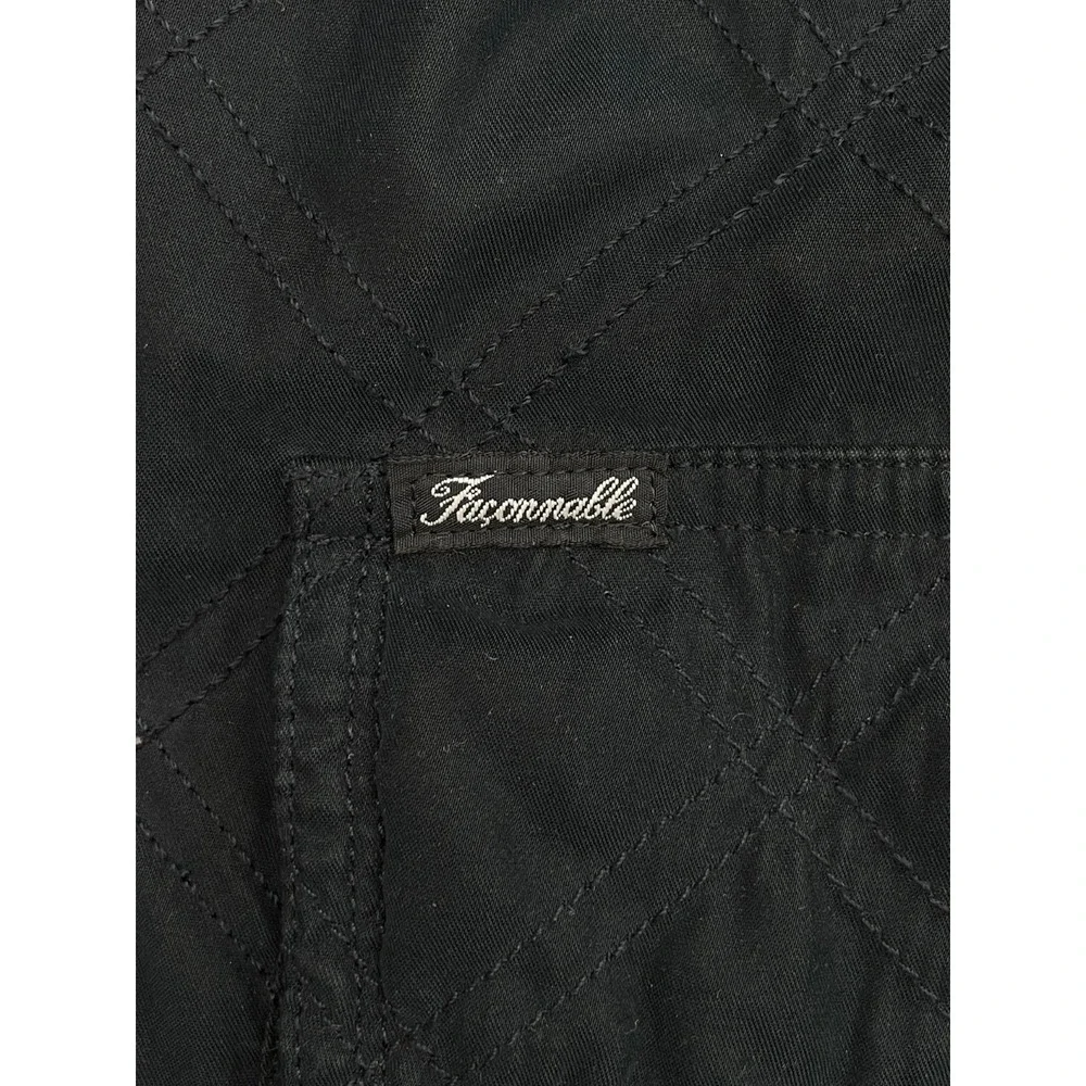 Faconnable Quilted Jacket Men L Blue Corduroy Collar Coat See Measurements